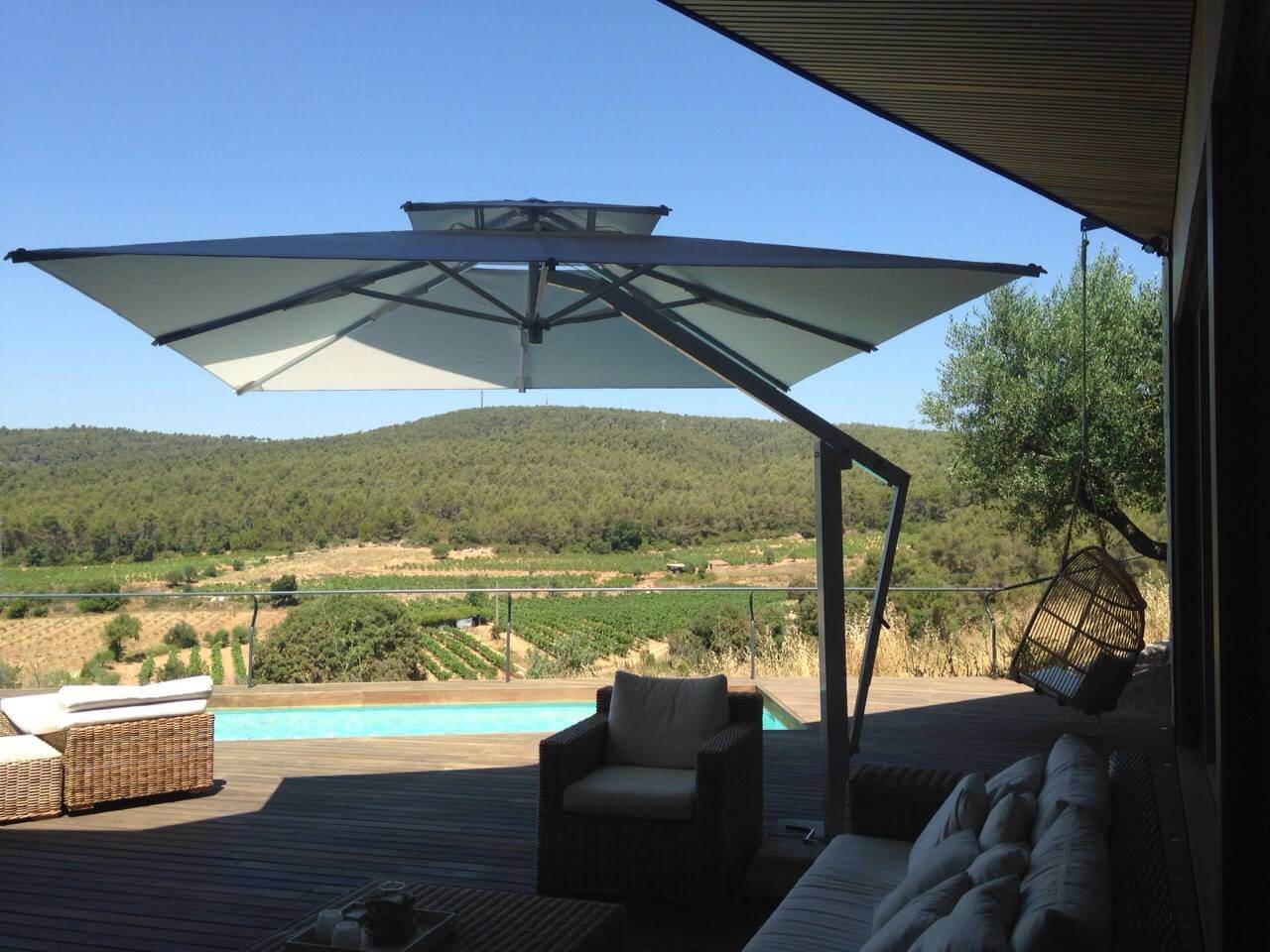 Set up a canopy or umbrella for cover